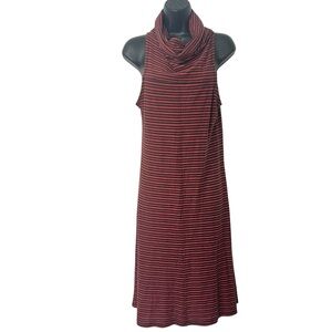 Horny Toad Striped Sleeveless Cowl Neck Organic Cotton Blend Midi Dress Size M